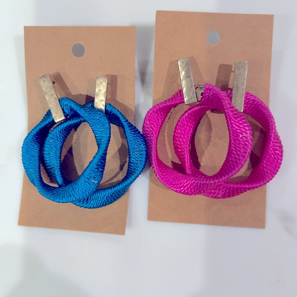 NWT Pink and Blue Thread Wrapped Earrings